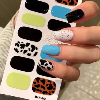 Полное покрытие ногтей накладки полуотвержденные наклейки для дизайна ногтей новые полоски гелевого лака для ногтей DIY нейл-арт изготовление 13