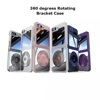 Полное покрытие супер анти-падение вращающийся на 360 градусов кронштейн чехол с пленкой для объектива для Samsung Galaxy Z Flip6 Flip5 задняя защитная оболочка Z Flip5 чёрный