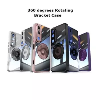 Полное покрытие, супер-устойчивый к падению, вращающийся на 360 градусов чехол-кронштейн с пленкой для объектива для Sony Xperia 1 10 VI, защитная задняя крышка Xperia 1 VI чёрный