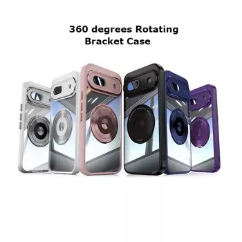 Полное покрытие, супер-устойчивый к падению вращающийся на 360 градусов чехол-кронштейн с пленкой для объектива для Google Pixel 9 8a Pro XL, задняя защитная оболочка Pixel 8a чёрный