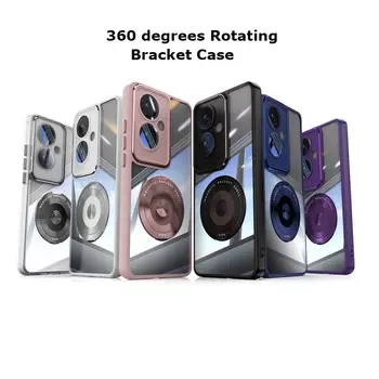 Полное покрытие, супер-устойчивый к падению вращающийся на 360 градусов чехол-кронштейн с пленкой для объектива для Oppo Reno 11A 11 F F25 Pro, защитный чехол на заднюю панель Reno 11A (Japan) чёрный