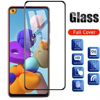 Полное покрытие закаленное стекло для Samsung Galaxy A21S Защитная пленка для экрана на Samsung A21s A21S A 21S 21 S A217F Стекло Samsung Galaxy A21S чёрный
