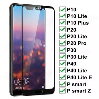 Полное покрытие закаленное стекло P20 Lite Стекло для Huawei P20 Plus Защитная пленка для экрана P30 40 Lite P mart Защитная пленка Glas huawei P20 чёрный