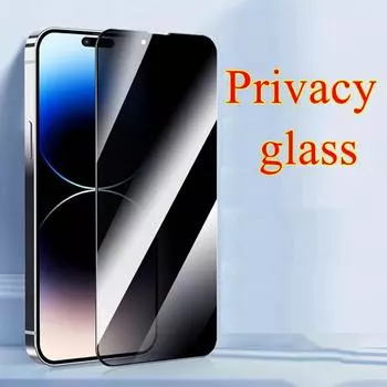 Полное покрытие, защита от конфиденциальности, закаленное стекло, закаленное стекло для iPhone 11, 12, 13, 14, 15 Pro Max XS XR X 6, 6s, 7, 8 Plus, mini SE 5, 5S, 5C, защитная пленка для экрана iphone 15 pro max чёрный