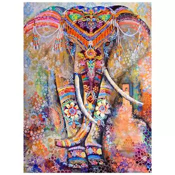 Полнокруглая дрель «Цветной слон» Вышивка крестиком подарок домашний декор подарок 20X30CM