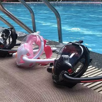 Полнолицевая маска для сноркелинга с противотуманными салфетками, 180-градусная панорамная маска для подводного плавания с HD-видом, сухой набор против утечек для взрослых и детей L/XL