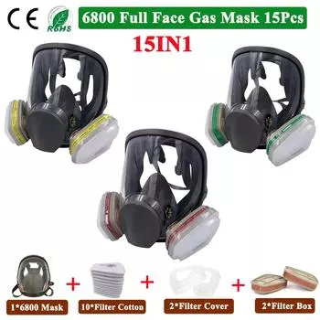 Полнолицевая противогазная маска фильтр 15 шт. противотуманный респиратор 6800 промышленный распылитель краски вакцинация безопасность работа защита от формальдегида