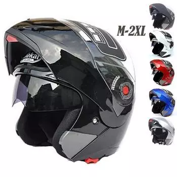 Полнолицевые шлемы Jiekai, мотоциклетные шлемы, безопасный двойной козырек, откидной шлем, шлем для мотогонок, 4 сезона, мотоциклетный шлем XXL белый