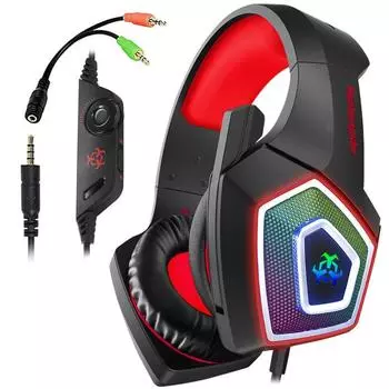 Полноразмерная игровая гарнитура V1 с цветной RGB-подсветкой и микрофоном PS4 Xbox