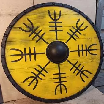 Полноразмерный 60,96 см VIKINGS SHIELD Массив дерева, сталь