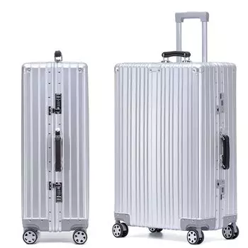 полностью алюминиевый сплав переноски оснащен TSA алюминиевый сплав корпус 360 градусов бесшумный двойной большой зарубежный бизнес S ночь до 3 серебристый [DINGHANG]