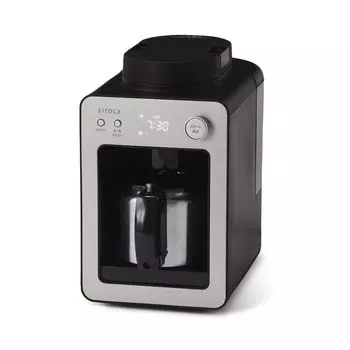 Полностью автоматическая кофеварка Shiroka Cafe Bako Champagne Silver Steel Heat Retention SC-A372 [Сервер из нержавеющей стали/Компактный/Совместим с кофе в зернах/порошками/Встраиваемый