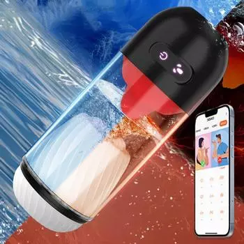 Полностью автоматическая мужская мастурбационная чашка, водяная ванна, насос для пениса, массажные мужские секс-игрушки, управление через приложение, облизывание языка, вибратор для пениса, тренажер для секс-игрушек