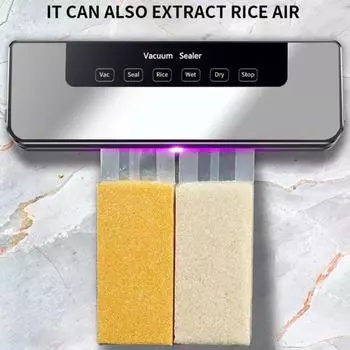 Полностью автоматическая вакуумная запечатывающая машина с сухим/влажным режимами, 65 кПа, сильное всасывание, быстрый нагрев, высокоскоростной двигатель, запайщик пищевых пакетов серый