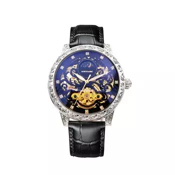 Полностью автоматические механические часы Hollow Retro гравированные часы для мужчин