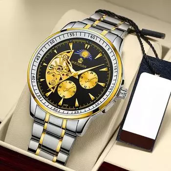 Полностью автоматические механические часы мужские полые водонепроницаемые светящиеся модные тенденции новый бизнес