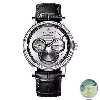 Полностью автоматические мужские механические часы с турбийоном и полым циферблатом, мужские водонепроницаемые серебристые простые деловые механические часы, персональные часы чёрный