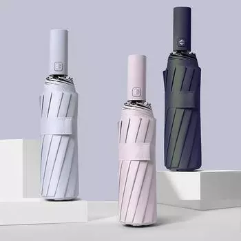 Полностью автоматический большой зонт от солнца с 12 костями, складной виниловый солнцезащитный зонт, зонт от непогоды и дождя, может быть