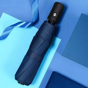 Полностью автоматический черный резиновый зонт с зонтом большего размера