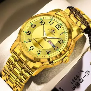 Полностью автоматический механизм с подсветкой и двойным календарем, водонепроницаемые, ретро-модные, немеханические мужские часы