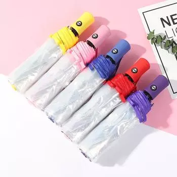 Полностью автоматический прозрачный зонт, модный, прочный, тройной складной, непромокаемый, визуальный, прозрачный, для улицы, с защитой от ветра