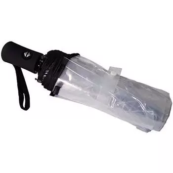 Полностью автоматический складной прозрачный автоматический открытый дорожный зонт для женщин и девочек с 8 ребрами чёрный