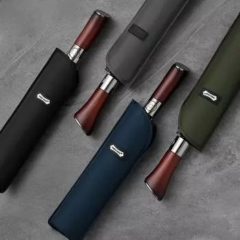 Полностью автоматический складной зонт PARACHASE длиной 1,2 м с рукояткой-ножом — дизайн в стиле корейского леса, деловой стиль. чёрный