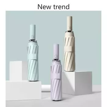 Полностью автоматический солнцезащитный зонт с 12 косточками, большой черный клейкий складной солнцезащитный зонт для мужчин и женщин, двойного назначения от дождя или блеска