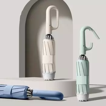 Полностью автоматический солнцезащитный зонт с подвесным крючком, автоматически открывающийся, ветрозащитный, непромокаемый, с УФ-защитой и анти-УФ-покрытием, компактный дорожный зонтик серый