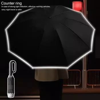 Полностью автоматический солнцезащитный зонт с подвесным крючком, автоматически открывающийся, ветрозащитный, непромокаемый, с УФ-защитой и анти-УФ-покрытием, компактный складной зонтик серый