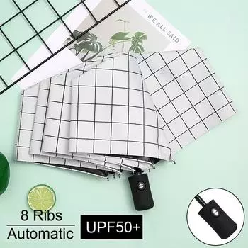 Полностью автоматический УФ-зонт с солнцезащитным черным покрытием, ветрозащитный зонтик с защитой от УФ-излучения, портативный легкий дорожный зонт от дождя