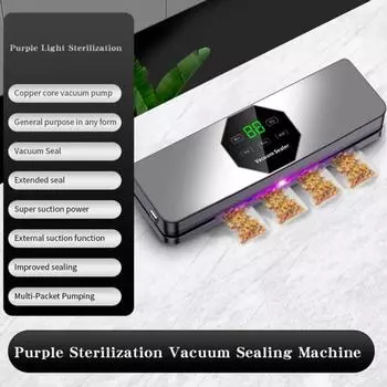 Полностью автоматический вакуумный упаковщик Yousheng с УФ-стерилизацией, съемным основанием, цифровым дисплеем, мощной мощностью всасывания, упаковочной машиной для консервирования пищевых продуктов EU серый