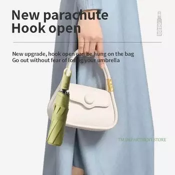 Полностью автоматический ветрозащитный зонт для мужчин и женщин, дорожный зонт от солнца и дождя, 3-секционный зонт, фиксирующий крюк для подвешивания зелёный