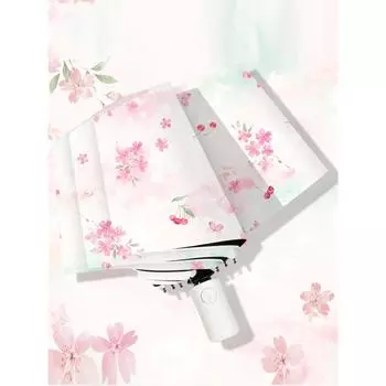 Полностью автоматический зонт для защиты от солнца и ультрафиолета, небольшой и свежий черный резиновый зонт от солнца