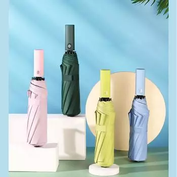 Полностью автоматический зонт двойного назначения от дождя и солнца, складной зонт из винила, солнцезащитный зонт с тремя сгибами, товары для дома чёрный