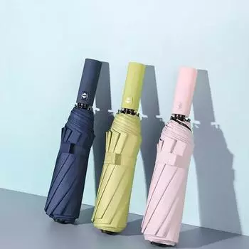 Полностью автоматический зонт двойного назначения от дождя и солнца, складной зонт из винила, солнцезащитный зонт с тремя сгибами, товары для дома чёрный