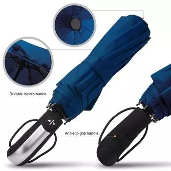 Полностью автоматический зонт от дождя, складной светильник, прочный, 10 скелетов, сильные зонты для дома чёрный