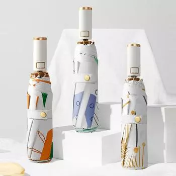 Полностью автоматический зонт с 8 ребрами, УФ-зонт с золотым покрытием, защита от дождя или сияния, UPF50+