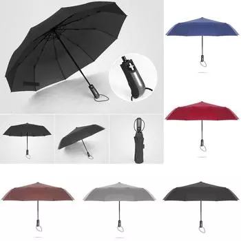 Полностью автоматический зонт, трехкратный складной зонт для бизнеса One size чёрный