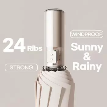 Полностью автоматический зонт, ветрозащитный, прочный, 12 К, 24 ребра, складной зонт от солнца, блокирующий УФ-лучи, зонтик от солнца, бесплатная доставка