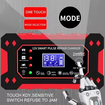 Полностью автоматическое зарядное устройство для автомобильного аккумулятора, электрооборудование автомобиля, цифровой дисплей, обнаружение импульсов, ремонт автомобилей для BMW, VW, Tesla, Benz