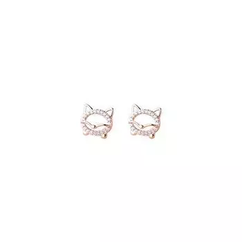 Полностью бриллиантовые серьги в виде маленькой лисы, новые модные японские и корейские простые мини-сладкие феи-элегантные