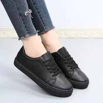 Полностью черная спортивная обувь для женщин, поверхность из искусственной кожи, водонепроницаемая и нескользящая мягкая подошва, супермягкая, легкая и неутомительная 40 белый