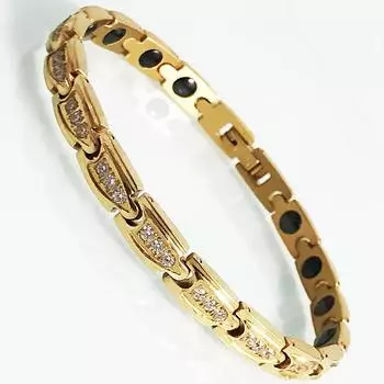 Полностью германиевые магнитные браслеты для девочек, розовое золото, нержавеющая сталь 316L, кубический цирконий, браслет на запястье для женщин, ювелирные изделия на день рождения, подарки 17CM серебряный