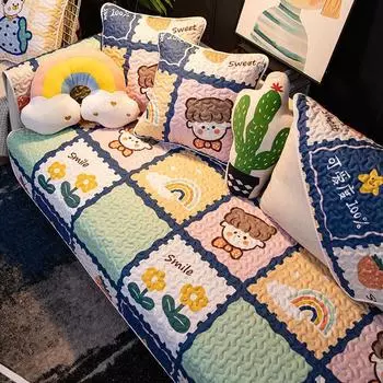 Полностью хлопковая диванная подушка, всесезонная универсальная ткань, противоскользящая ткань из чистого хлопка, скандинавский минимализм, спинка «Благородная принцесса», чехол для полотенца, милый мультфильм 70*70cm