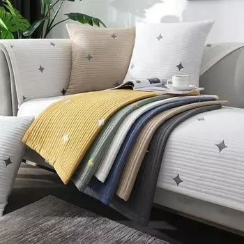 Полностью хлопковая подушка для дивана, универсальная круглый год, простая и современная противоскользящая подушка для сиденья, ткань из чистого хлопка, утолщенный зимний чехол для дивана 70*70