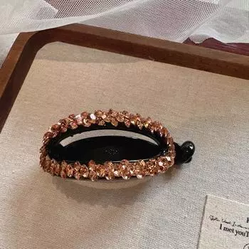 Полностью инкрустированные овальные скрученные заколки для волос, заколки для волос для хвостика, заколки для пучка со стразами, инкрустированные бриллиантами