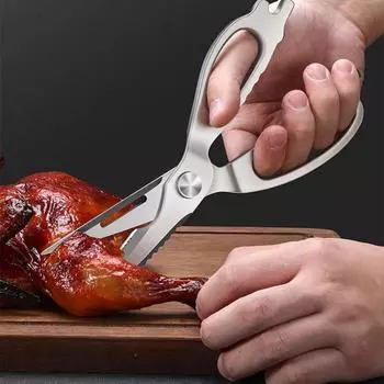 Полностью из нержавеющей стали прочные ножницы для куриных костей, которые можно разделить, многофункциональные кухонные ножницы для костей рыбы, одна сталь