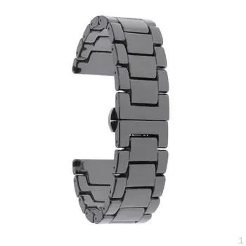 Полностью керамический ремешок для наручных часов с застежкой из нержавеющей стали 16 мм/18 мм/20 мм/22 мм - черный, 20 мм
