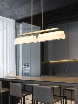 Полностью медная постмодернистская люстра класса люкс, простая модель для комнаты, обеденного стола, бара, лампа warm white light